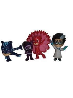 PJ Masks 4 Pc Owlette, Ninjalino, Catboy, and Romeo Figures Deluxe Set 3.5" Lot